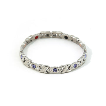 Celestial - Stress Relief Negative Ion Bracelet - Stainless Steel & Purple Crystals